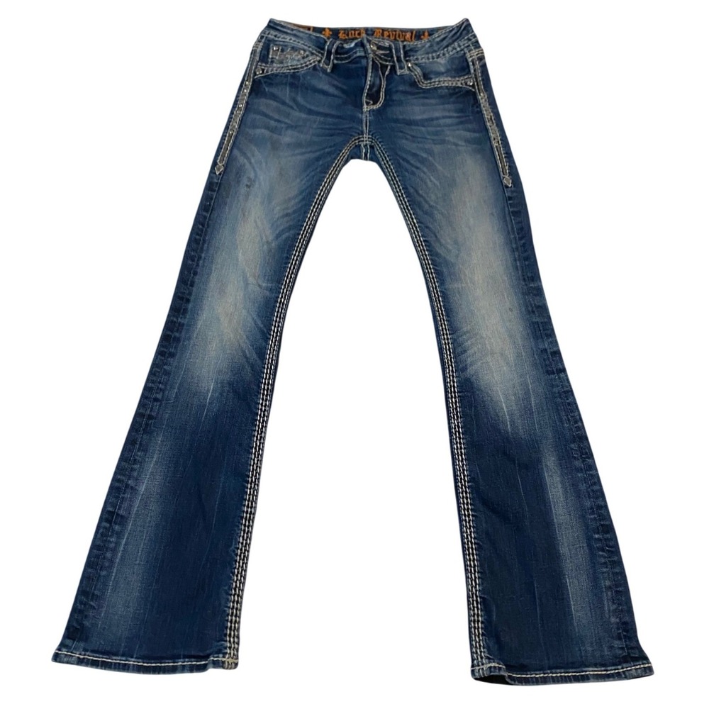 Rock Revival Sherry Bootcut Jeans Size 26 Medium Wash Embellished E8439BR